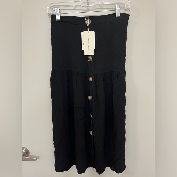 NWT Commense Black Midi Skirt Size Small Button Front - Picture 4 of 6